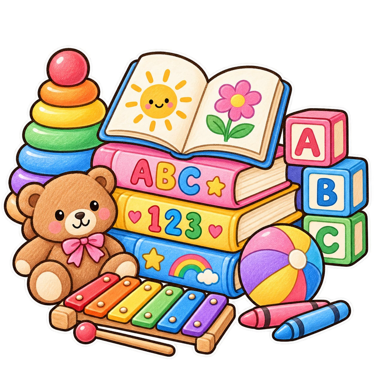 Educational toys and books illustration